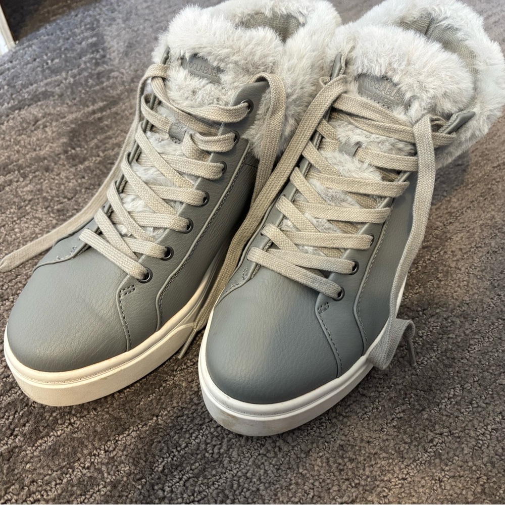 Koolaburra Gray Fur-Trimmed Sneakers